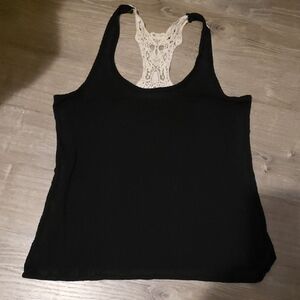 Black Lace-Back Women's Top